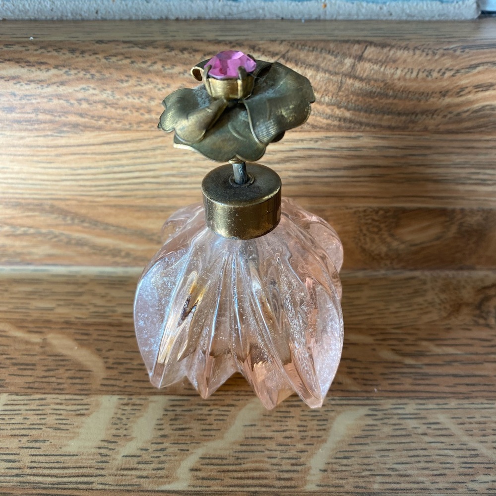 Vintage pink glass perfume bottle